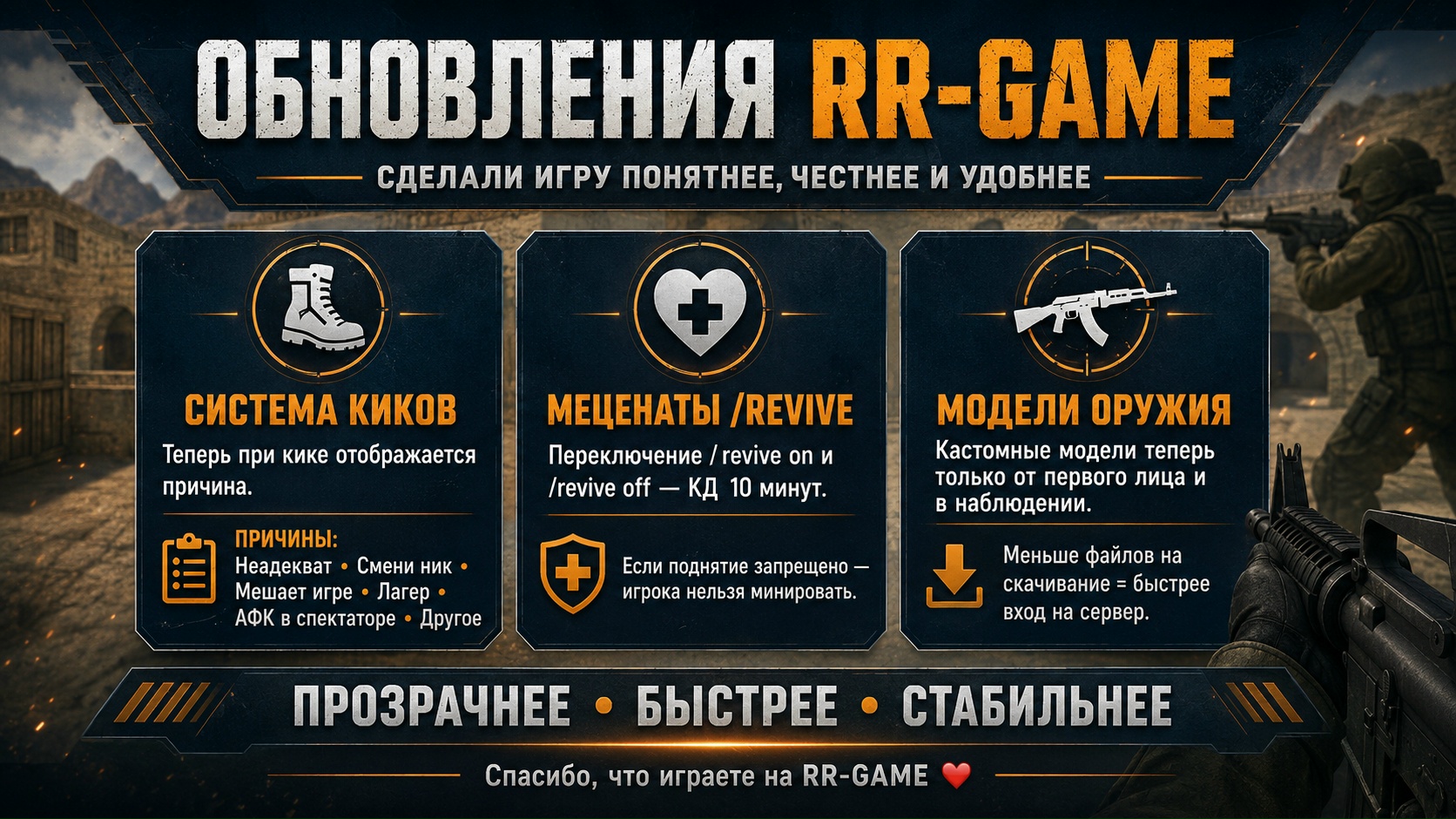 Обновления на серверах RR-GAME